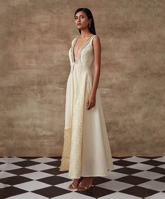 Ivory Mirror Work Anarkali Set 2