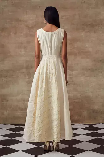 Ivory Mirror Work Anarkali Set