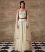 White Shimmer Fabric Frozen Lehenga Set