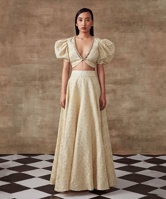 Ivory Organic Cotton Jacquard Skirt Set 1