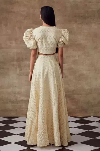 Ivory Organic Cotton Jacquard Skirt Set