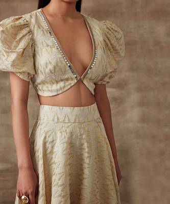 Ivory Organic Cotton Jacquard Skirt Set 4