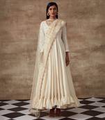 Ivory Organic Cotton Frilled Kalidar Anarkali Set