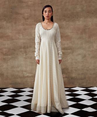 Ivory Organic Cotton Kalidar Anarkali Set 1