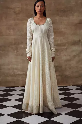 Ivory Organic Cotton Kalidar Anarkali Set
