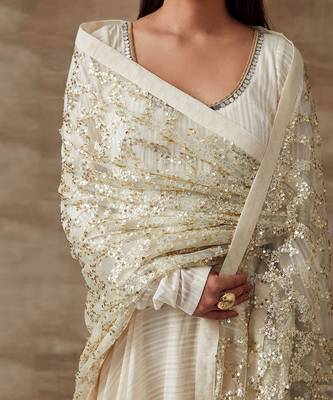 Ivory Organic Cotton Kalidar Anarkali Set 4