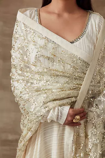 Ivory Organic Cotton Kalidar Anarkali Set