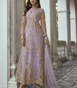 Light Lavender Net Embroidered Anarkali Salwar Kameez