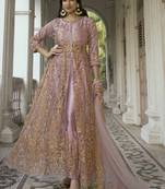Baby Pink Net Embroidered Anarkali Salwar Kameez