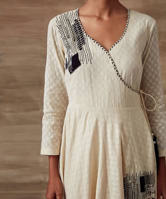 Ivory Angrakha Kurta & Dupatta 5
