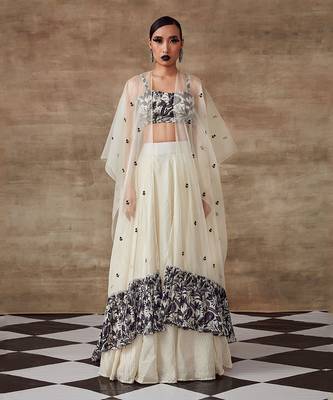 Ivory Colored Circular Skirt And Cape Set 1