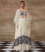 Ivory Colored Circular Skirt And Cape Set