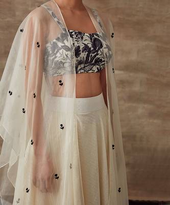 Ivory Colored Circular Skirt And Cape Set 3