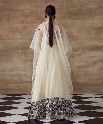 Ivory Colored Circular Skirt And Cape Set 4