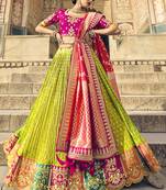 Olive Jacquard Embroidered Bridal Lehengas