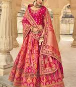 Rani Pink Jacquard Embroidered Bridal Lehengas