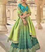 Multicolor Jacquard Embroidered Bridal Lehengas