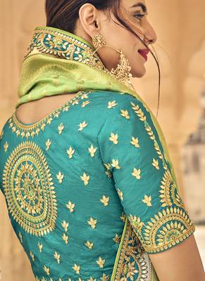 Multicolor Jacquard Embroidered Bridal Lehengas 3