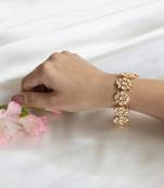 Gold Finish Kundan Polki Bracelet