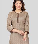 Beige woven rayon short-kurtis