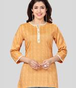 Mustard woven rayon short-kurtis