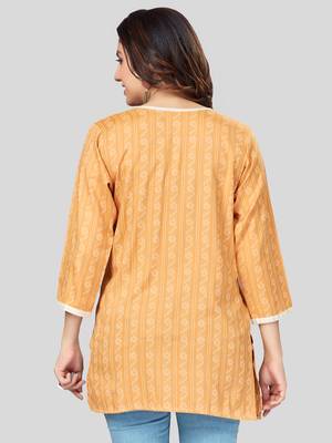 Mustard woven rayon short-kurtis 2