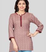 Pink woven rayon short-kurtis
