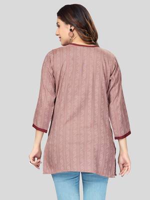 Pink woven rayon short-kurtis 2