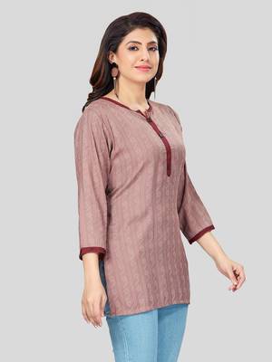 Pink woven rayon short-kurtis 3