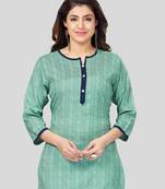 Sea-green woven rayon short-kurtis