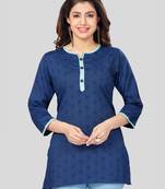 Blue woven rayon short-kurtis
