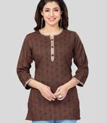 Coffee woven rayon short-kurtis
