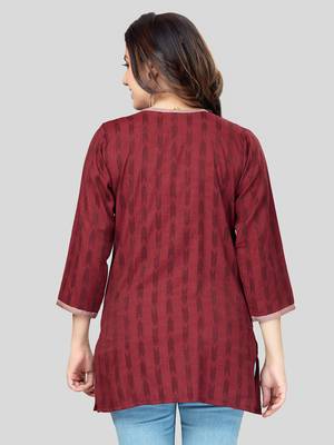 Maroon woven rayon short-kurtis 2