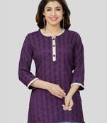 Purple woven rayon short-kurtis