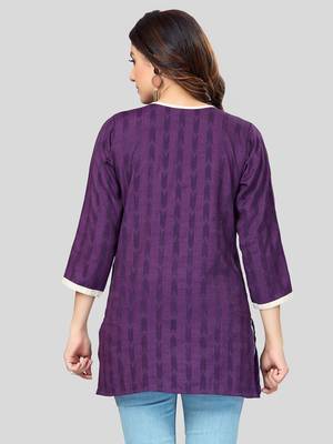 Purple woven rayon short-kurtis 2
