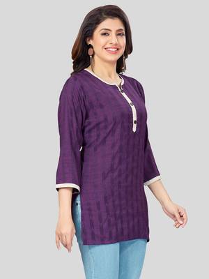 Purple woven rayon short-kurtis 3
