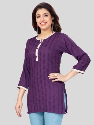 Purple woven rayon short-kurtis 4