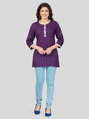 Purple woven rayon short-kurtis 5
