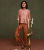 Peach & Brown Chandra Top And Pant
