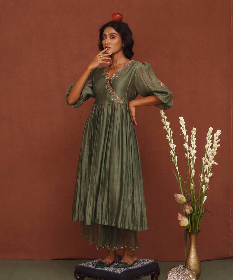 Sap Green Nisha Kurta Set - CHOKHI CHORRI - 4029074