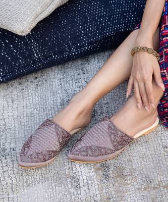 Coffee Mules With Rose Pink Detailing 2