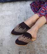 Wine Mules With Gold Detailing