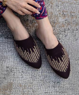 Wine Mules With Gold Detailing 2