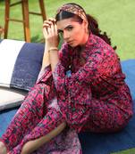 Pink Printed Head Band With Gold Turtle Detailing 