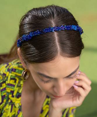 Blue 3d Embroidery Headband 1