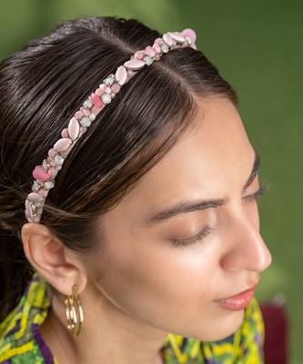 Pink 3d Embroidery Headband 2