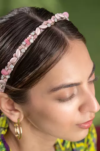 Pink 3d Embroidery Headband