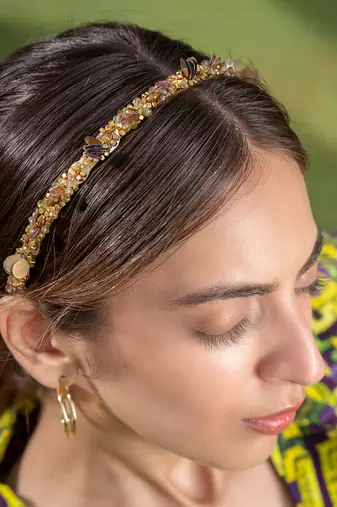 Gold 3d Embroidery Headband