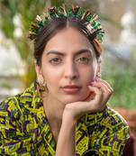 Green 3d Embroidery Headband 