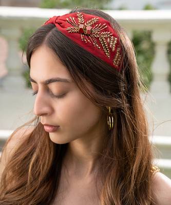 Red Headband With Gold Detailing 1